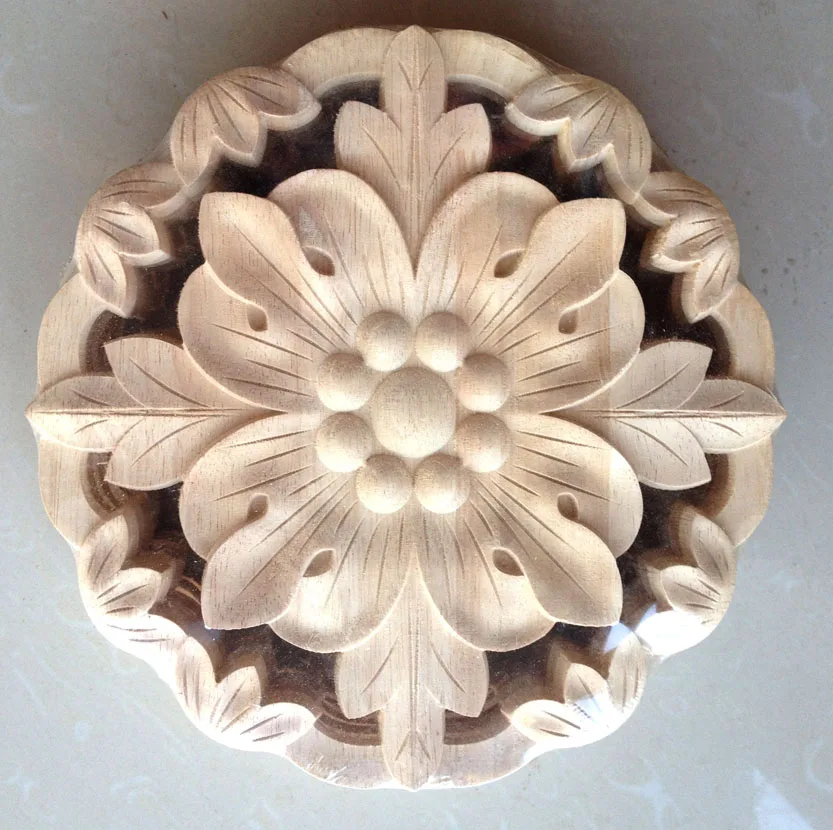 Dongyang talla de madera esquinas moda applique puerta de flores
