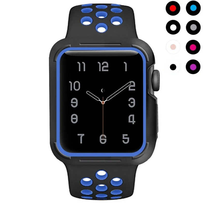 Ремень для Nike + Apple Watch группа с Case противоударный взрывоустойчивой защитные чехлы Силиконовые Спорт iWatch 3/2/1 ремешок