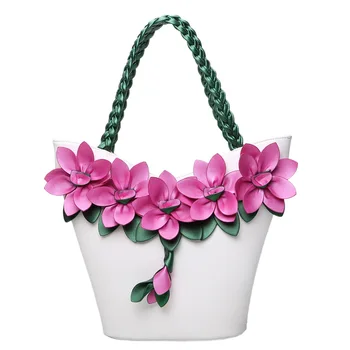 

9618 New Fashion Ladies Handbag stitching Color Flowers Woven large Capacity Shoulder Bag Women Totes