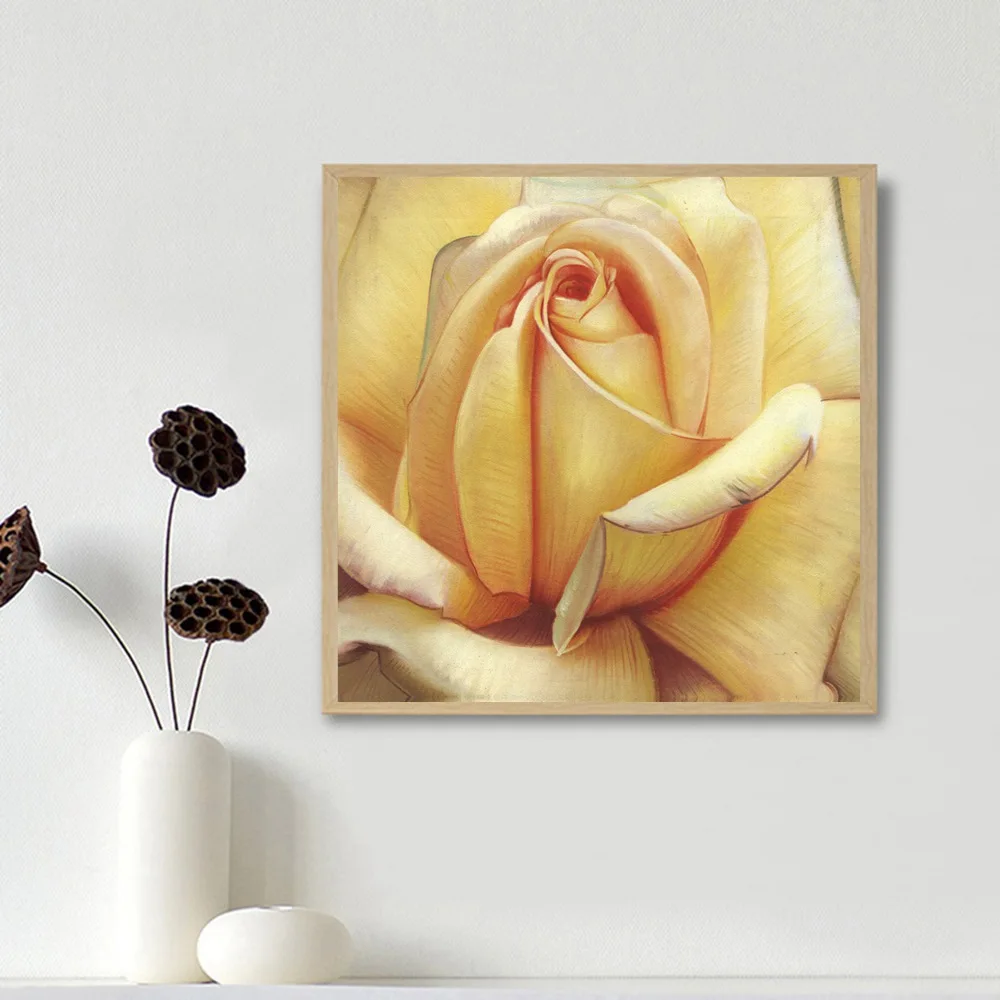 Beautiful Yellow Rose Wall Art Painting Print on Canvas Flower Home