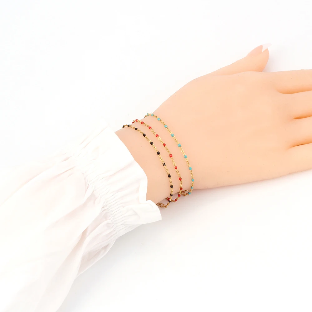 

Simple Fashion Beads Charm Bracelets For Women Girls Stainless Steel Adjustable Bracelets Bijoux Femme Summer Jewelry Gift
