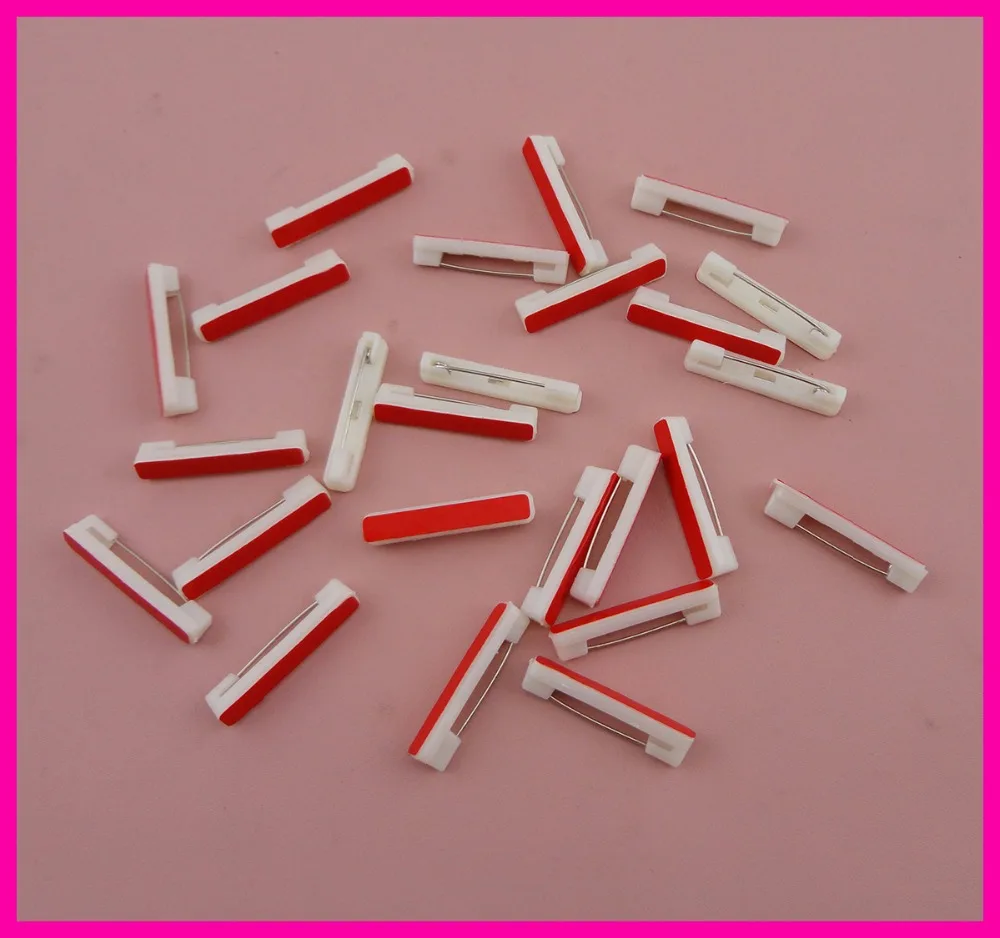 

100PCS 3.0cm 1.15" white Bar Shape Adhesive plain plastic pin backs suitable to brooches badge,30mm plastic safety pins