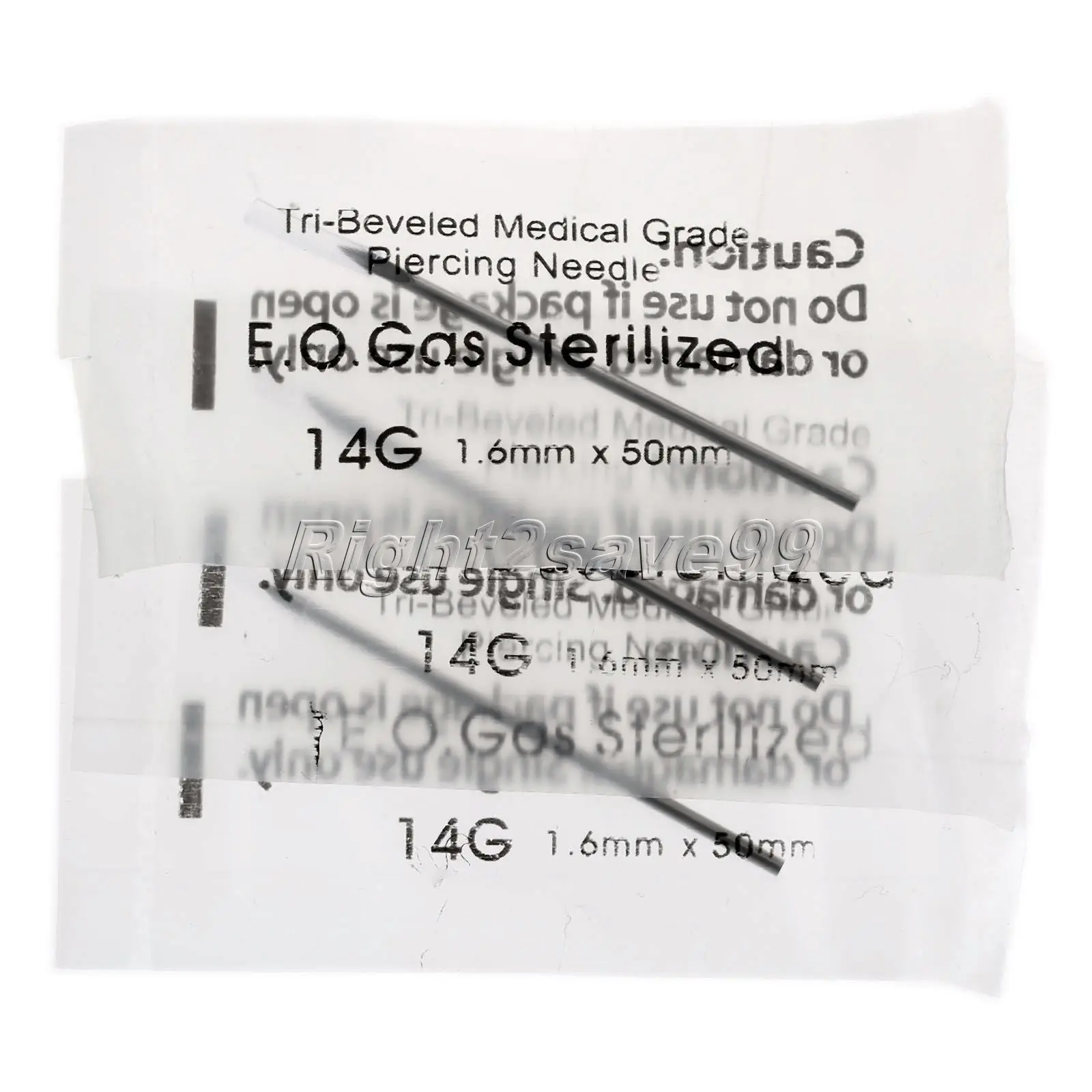 100Pcs Stainless Steel Silver Needles 14G 1.6mm Piercing Hole Sterile