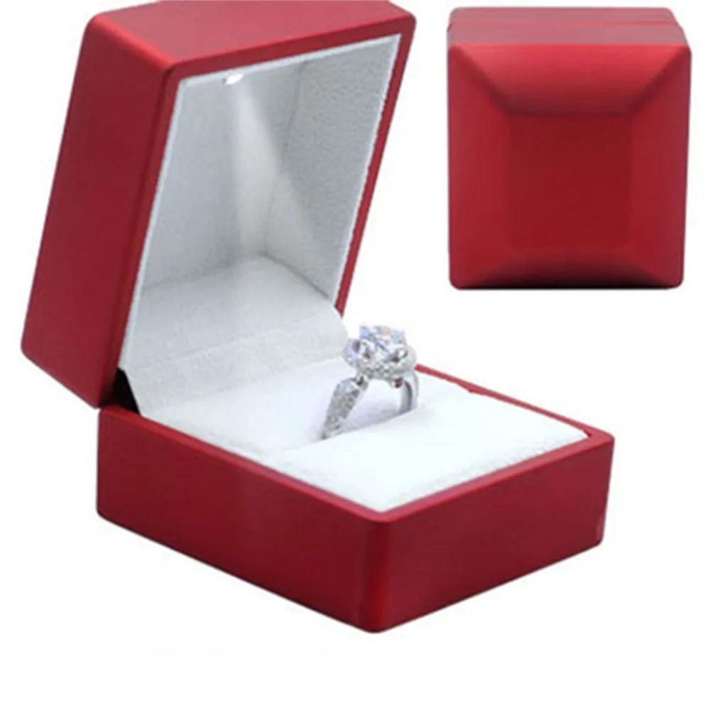 Luxury Solid Cherry Polish With Led Light Single Engagement Jewelry Luxury Solid Cherry Polish With Led Light Single Engagement Jewelry Ring Box Free Shipping In Packaging Display From Accessories On