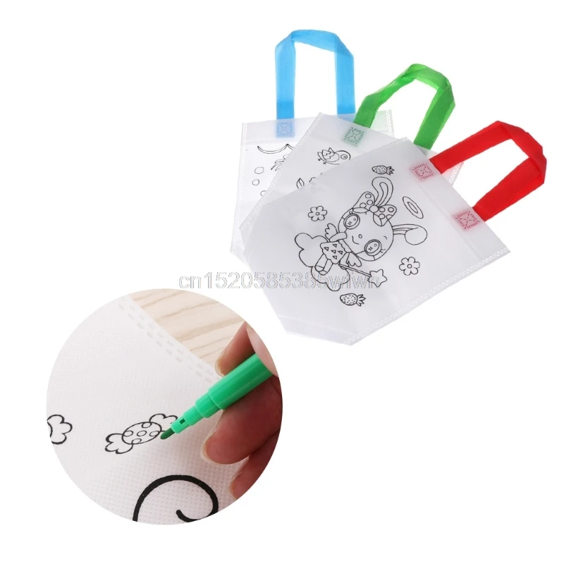 Children Graffiti Painted Bag Environmental Protection Handbag Painting Toy Drop shipping HC6U Drop shipping