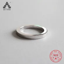Горячая S925 Стерлинговое Серебро 2 мм глянцевое стильное индивидуальное простое гладкое кольцо