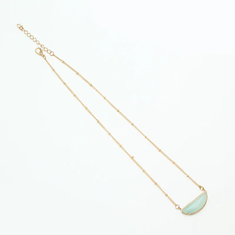 

Fashion Pendant Necklace For Women Gold Color Chain Necklace Jewelry Semicircular Alloy Candy Color Necklace