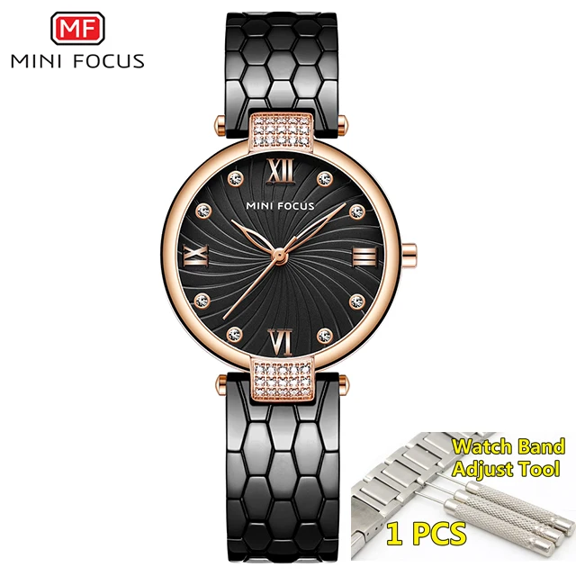 Reloj Mini Focus Mujer женские часы известных роскошных брендов из нержавеющей стали Элегантные часы для женщин кварцевые женские часы - Цвет: rose-black-with-tool