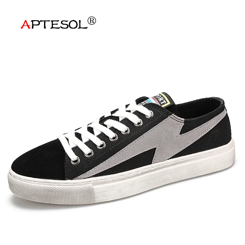APTESOL Men's Fashion Denim Casual Shoes Men Lace Up Lightweight Flat