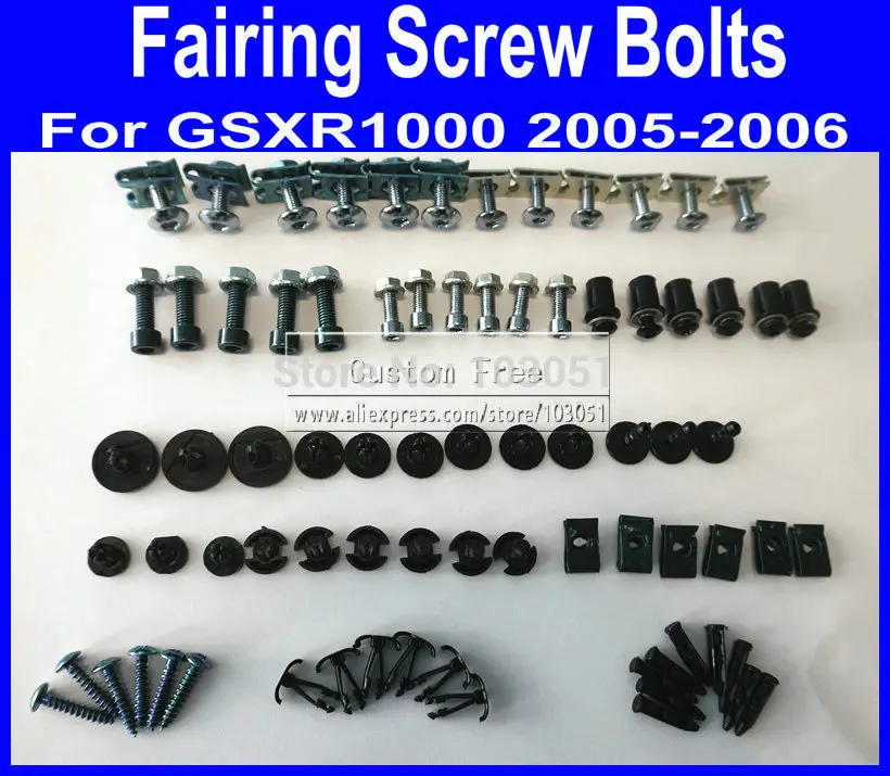 

Motorcycle Fairing common screw bolts for SUZUKI 2005 2006 GSXR 1000 K5 GSXR1000 05 06 black aftermarket fairings bolt screws