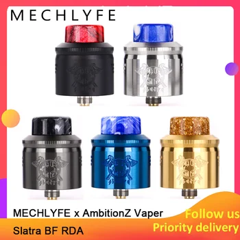 

MECHLYFE x AmbitionZ Vaper Slatra BF RDA dual mesh coils and wire coils 25mm diameter with resin drip tip vs DROP RDA