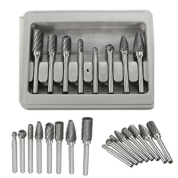 

DWZ 8Pcs Rotary Burr 1/4" Shank Groove Double Cut Carbide Bur File Power Tools Set
