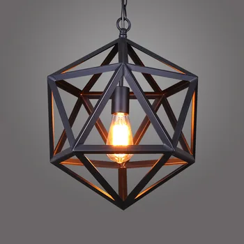 

Retro industrial American country style wrought iron chandelier creative personality polyhedral diamond chandelier engineering L