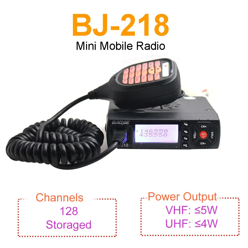 BJ-218 VHF/UHF Двухдиапазонная портативная рация 25 Вт двойной дисплей мини мобильное радио Ham радио для автомобиля автобус такси