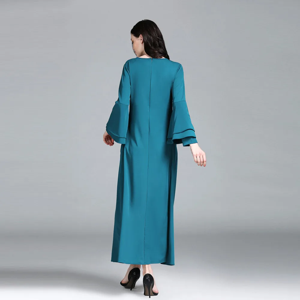 Женское кружевное платье с длинным рукавом Abaya Коран для мусульман кафтан хиджаб