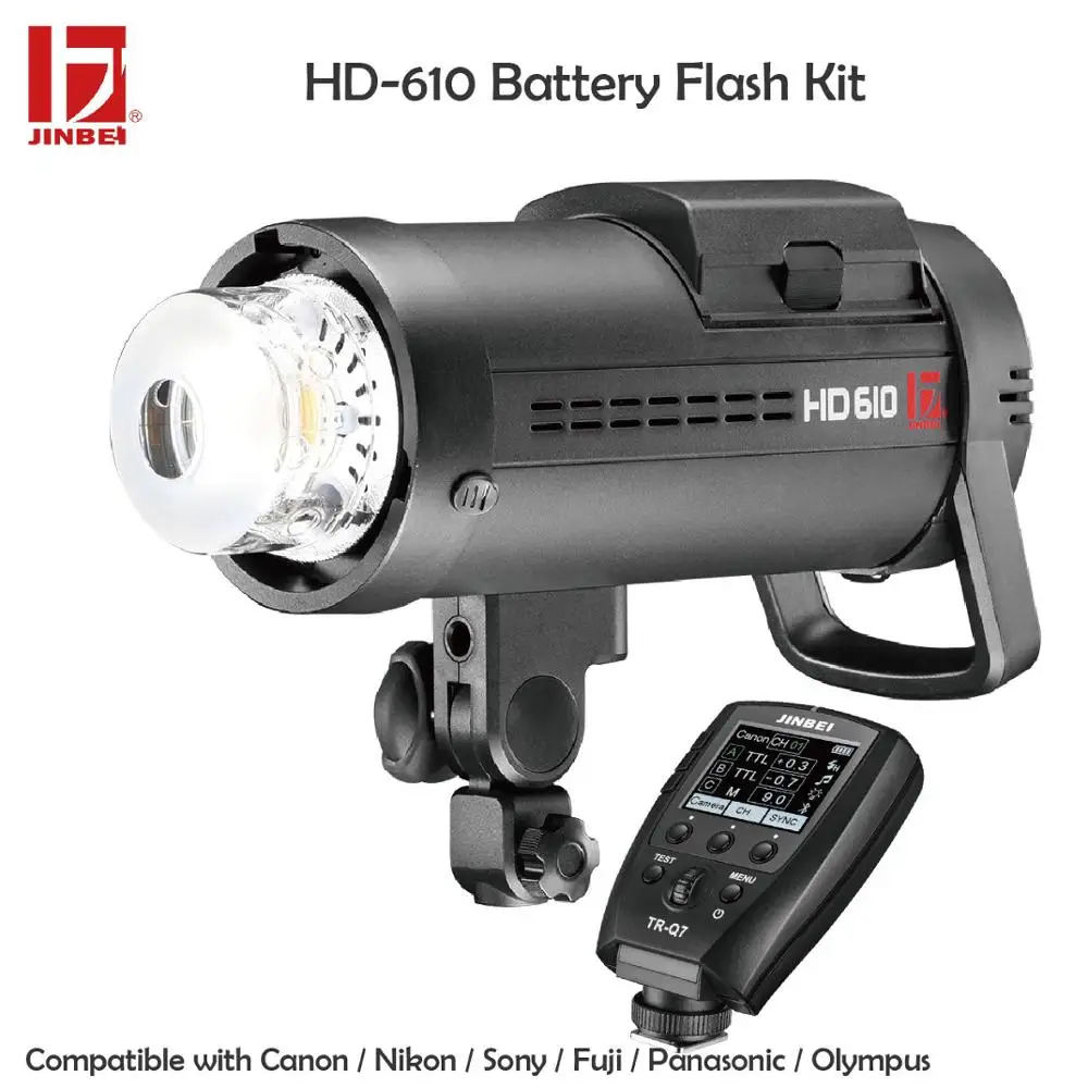 

JINBEI HD-610 600Ws Outdoor Battery HSS Flash Kit Battery Powered TTL Strobe Light Photography Lighting with TR-Q7 Trigger