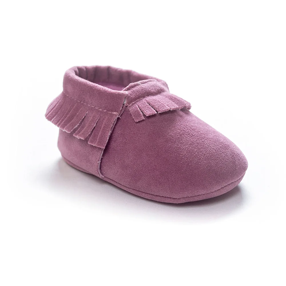 Фиолетового цвета для маленьких девочек; мягкая обувь с бахромой, на каждый день, для первых шагов новорожденных, для начинающего ходить ребенка ясельного возраста ходунков, прогулочная обувь детские мокасины От 0 до 2 лет - Цвет: 8