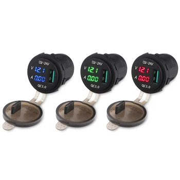 防水qc 3.0 急速充電器デジタル電圧表示オン · usb充電ソケット用充電器