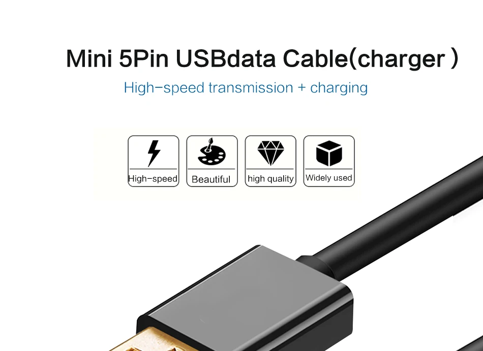 Mini USB Cable Mini USB to USB Fast Data Charger Cable for Cellular Phones MP3 MP4 Player GPS Digital Camera HDD Mini USB        (1)