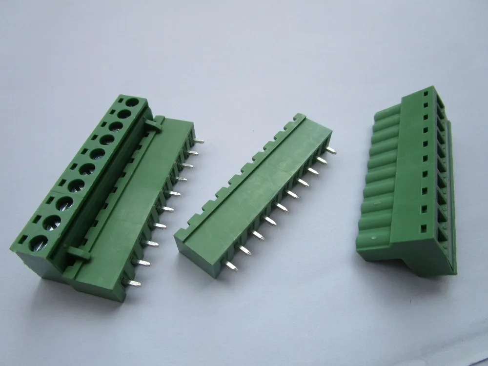 

Close Straight 10 pin 5.08mm Screw Terminal Block Green Connector Pluggbale Type 100 Pcs Per Lot