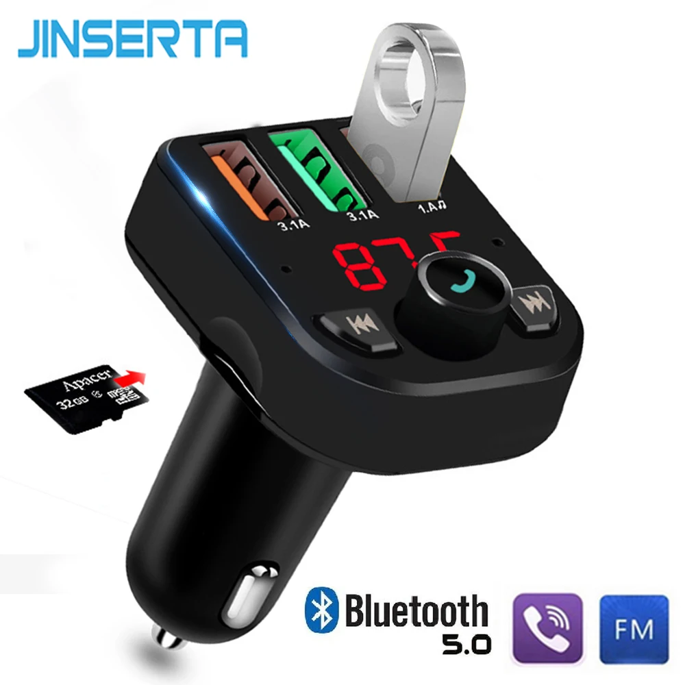 JINSERTA беспроводной Bluetooth fm-передатчик модулятор 3 usb порта зарядное устройство 3.1A Handsfree автомобильный комплект MP3 плеер Поддержка TF USB