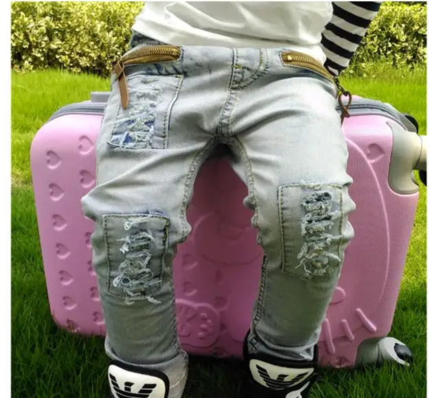 Детские джинсы весна-осень г. Новая детская одежда штаны для мальчиков Корейские дикие Стрейчевые джинсы