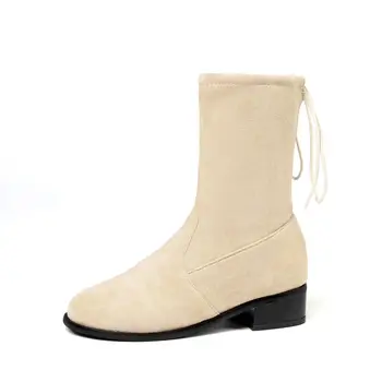 

College in 2018 and wind suede low heel side with tube boots 18928 students, 40-46