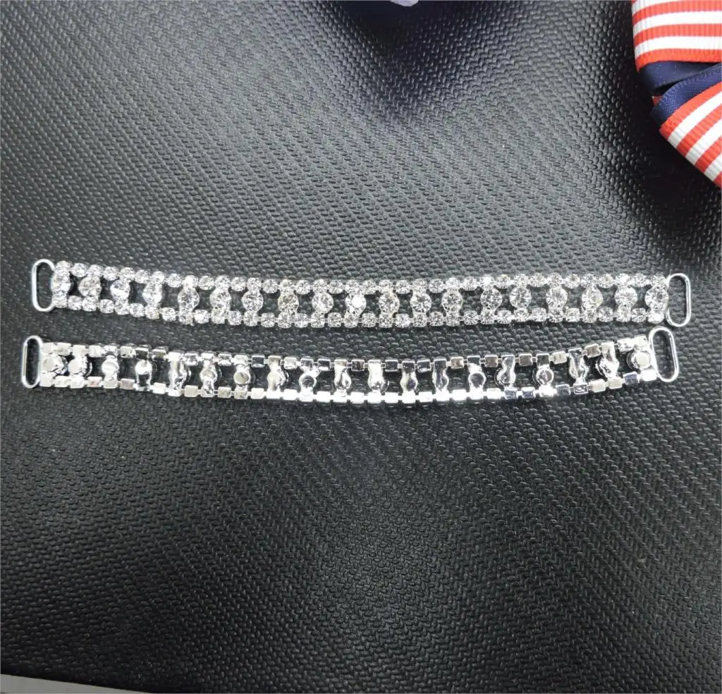 10 шт./лот Длинные Кристалл Rhinestone Бикини Инструменты для наращивания волос для Для женщин серебристого металла пряжкой цепи для Одежда заплыва одежда бикини украшения