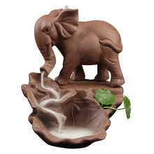 Креативный обратного потока ладан горелка Слон Дизайн пирамидки благовоний фиолетовая глина курильница использование в гостиной офис Домашний декор