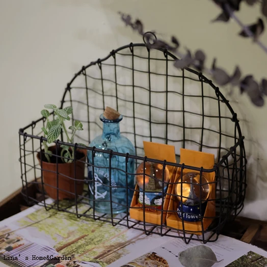 vintage retro small display wall hanging metal wire shelving (2)