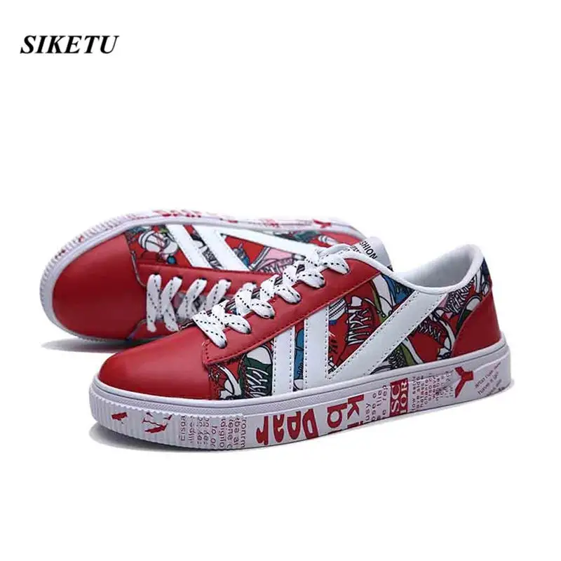 

2019 New Spring/Autumn Sneakers Men's shoes fashion casual men's shoes with low-top shoes Leather lace-up flat with Hot @L