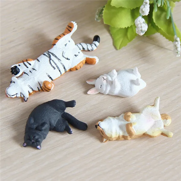 Cute Lazy Sitting Pets Animals Tiger Rabbit Dog Cat Lifelike pvc toys fridge magnets - 13