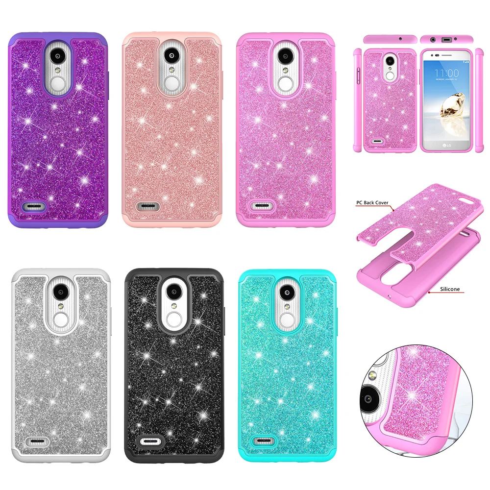 HYAZLZ Case for LG Aristo 2 K8 K10 V30 2018 K30 Glitter Silicone PC Back Cover X Power2 ThinQ K20 Plus Stylo 4 |