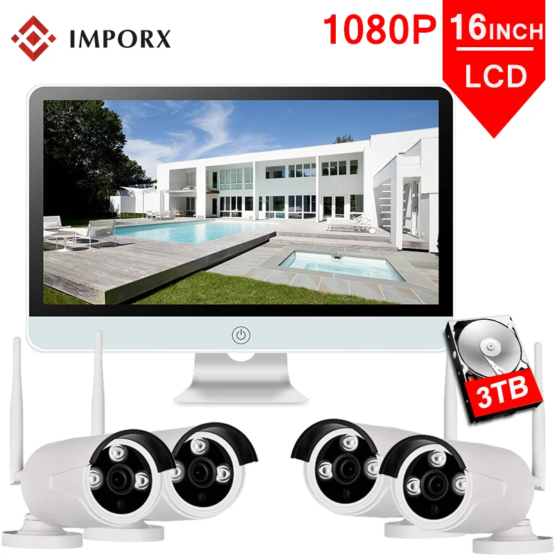 Комплект беспроводного видеорегистратора 1080P 16 дюймов 2 Мп Wi-Fi | Безопасность и