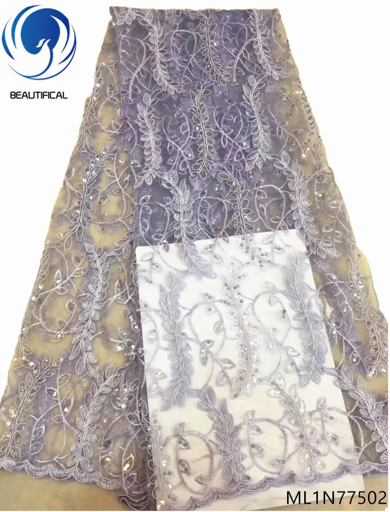 

Beautifical nigerian lace fabrics embroidery lace seqins fabric New arrival 5yards/lot french lace fabric for women ML1N775