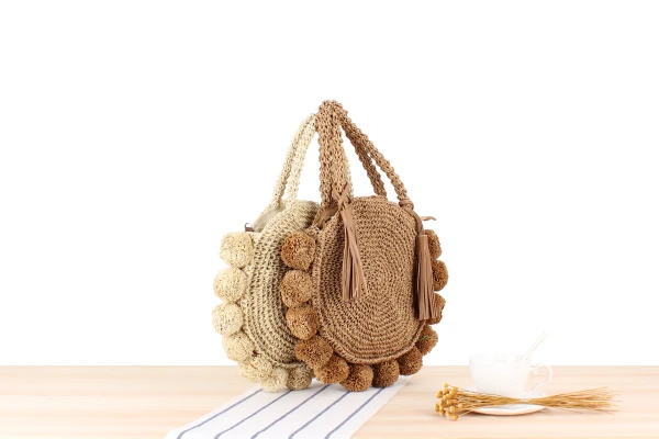 Fashion Round Straw Bags Bohemian Tassel Rattan Women Handbags Woven Crossbody Shoulder Bags Designer Ball Summer Beach Purse