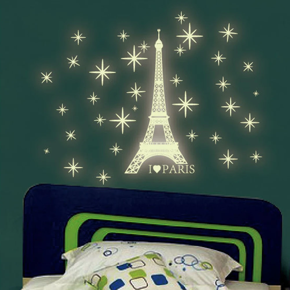 

DIY Glow In The Dark Space Small Tower Luminous PVC Wall Sticker Kids Room Decor