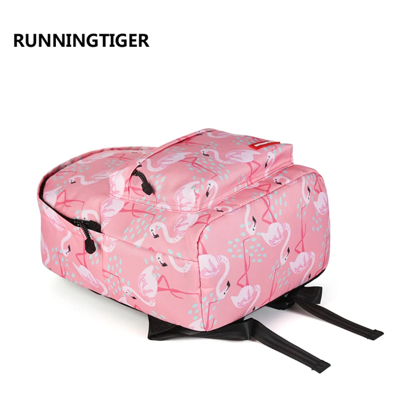 RUNNINGTIGER детские школьные сумки для девочек с розовым принтом фламинго женский