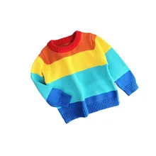 Осенний свитер радужной расцветки для маленьких девочек и мальчиков, Повседневный Кардиган, Рождественский свитер
