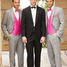 Нотч светло-серый две кнопки розовый жилет черный максимумом нагрудные лучшие Для мужчин Жених Терно Masculino Мода Для мужчин костюмы костюм homme
