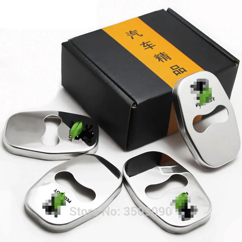 

Free Shipping Door Lock Cover Caps Protective Car Styling 4pcs/set Stainless Steel For PEUGEOT 5008 4008 308 207