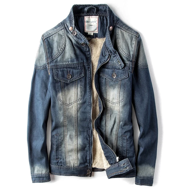 Vintage Mens Thick Warm Winter Jeans Jacket and Coat Overcoats European
