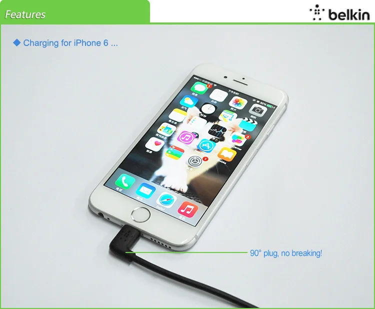 Belkin оригинальный MFi Сертифицированный 8 pin 90 градусов для Lightning на USB кабель