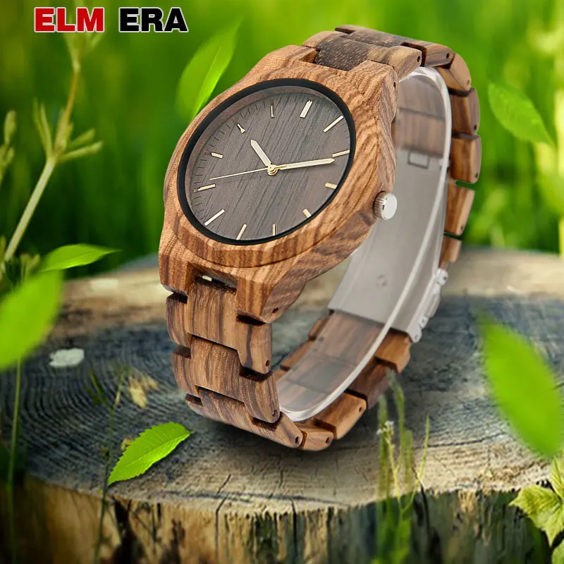 Relógios de Madeira dos Homens Relógio de Madeira Relógio de Pulso de Madeira para Relógios Elmera Personalizado Minimalista Marca Relógio Masculino