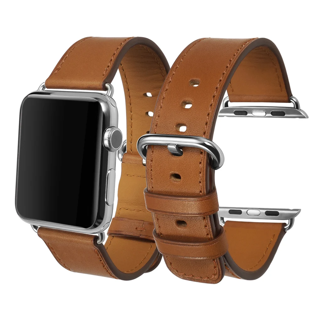

iStrap High Quality Brown 42mm / 44mm Strap for Apple Watch Genuine Leather Bracelet For Apple Watch Band 42mm/44mm Super Soft