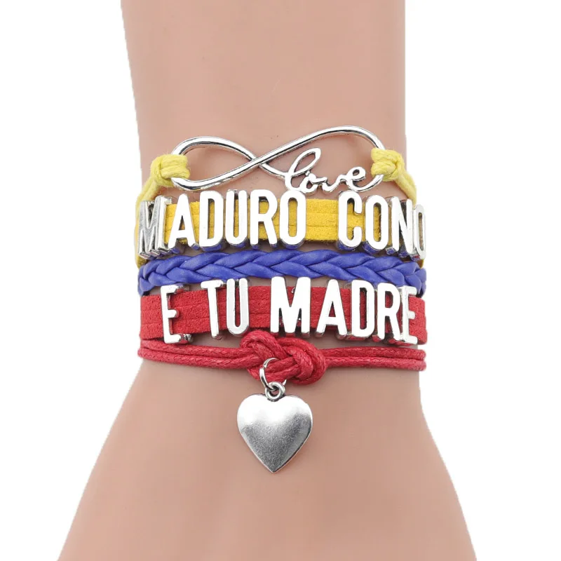 Бесконечная любовь браслет с надписью venezuela MADURO CONO E TU MADRE Шарм Кожа обернуть браслеты ручной работы и браслеты для женщин мужчин ювелирные изделия