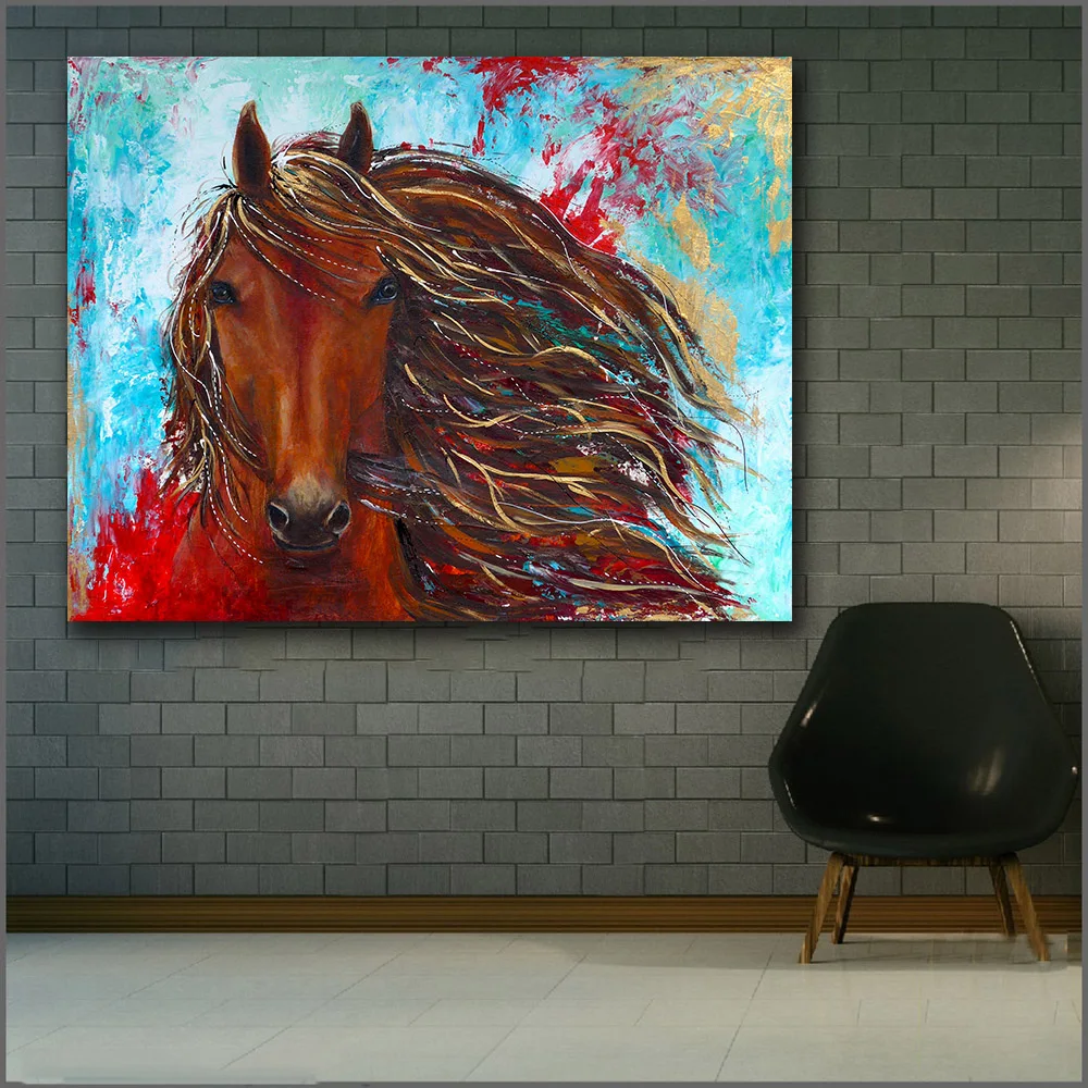 

Large size Printing Oil Painting Fashion Abstract Animal horse wall art canvas prints pictures for living room and bedroom