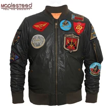 MAPLESTEED кожаная куртка из кожи козы, мужская кожаная куртка, черный зеленый летчик-бомбардировщик, кожаная куртка, пальто пилота 095