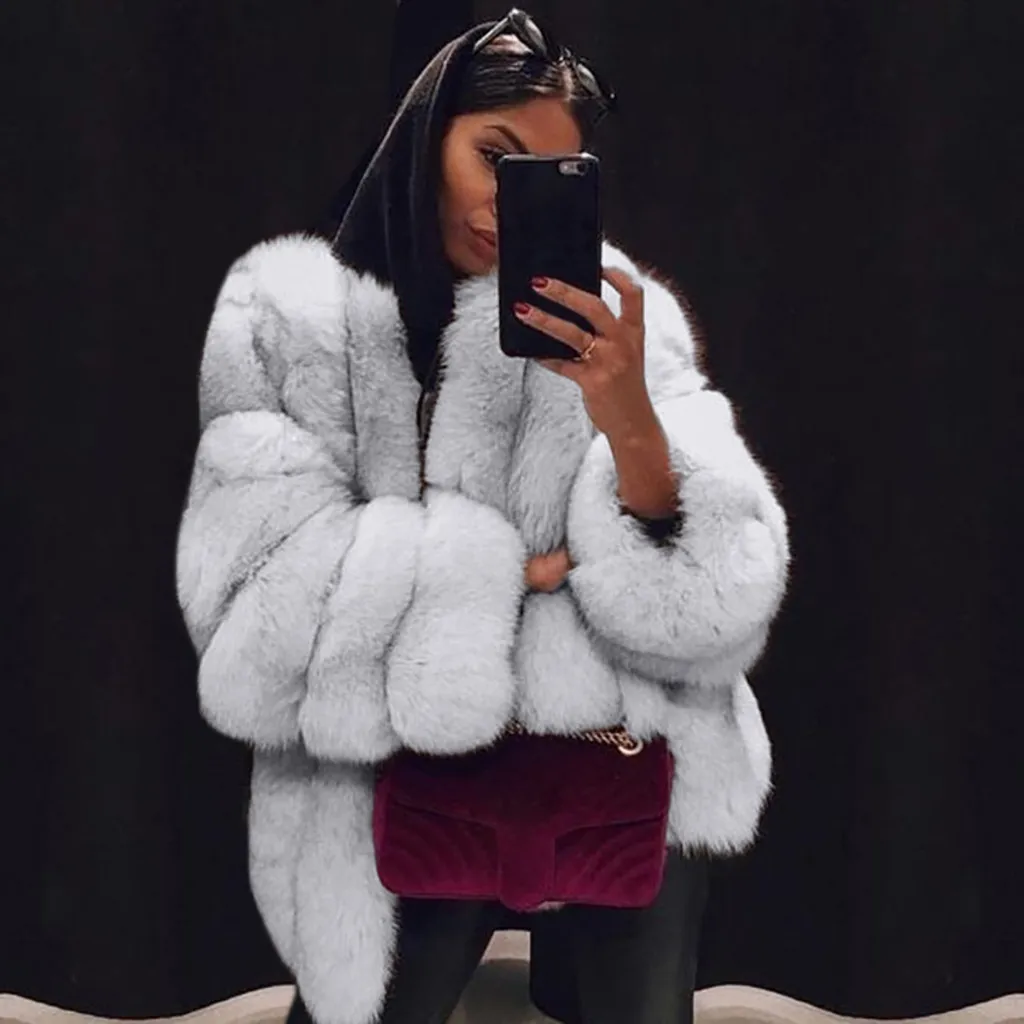 

New Luxury Faux Fur Coat Women's Fashion Winter Warm Fuax Fur Long Sleeve Sexy Coat Plus Outwear Female Manteau Fausse Fourrure