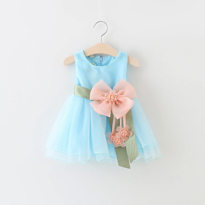 

roupas de bebe Baby Summer Princess Flower Girl Sleeveless Mesh Bow Ball Gown Party Dress Kids Tutu Sundress vestido infantil